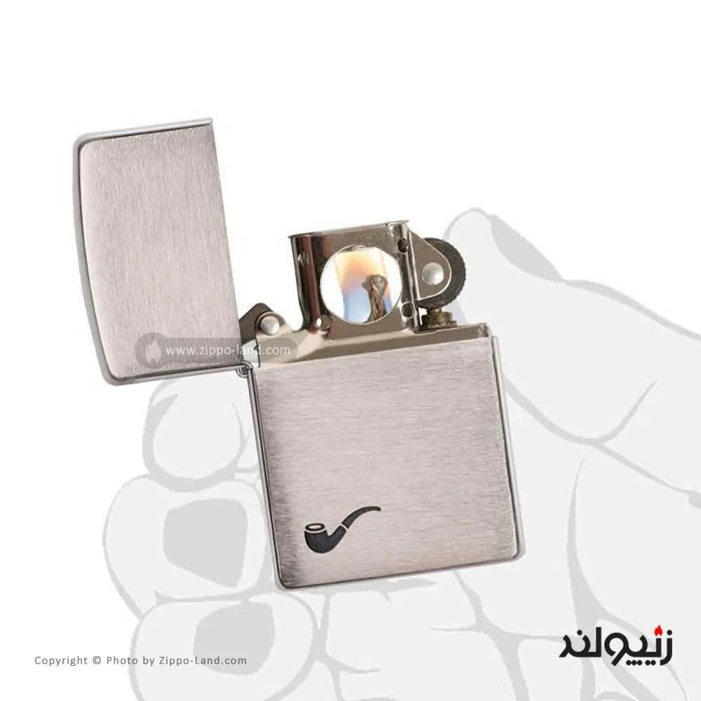 فندک زیپو مدل Pipe Brushed Chrome کد 200pl — تصویر ۳