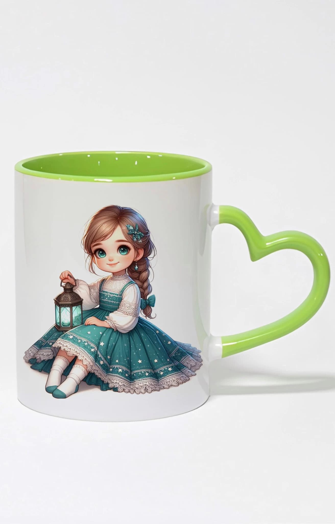 ماگ دسته قلبی رنگی طرح دختر girl کد 10059