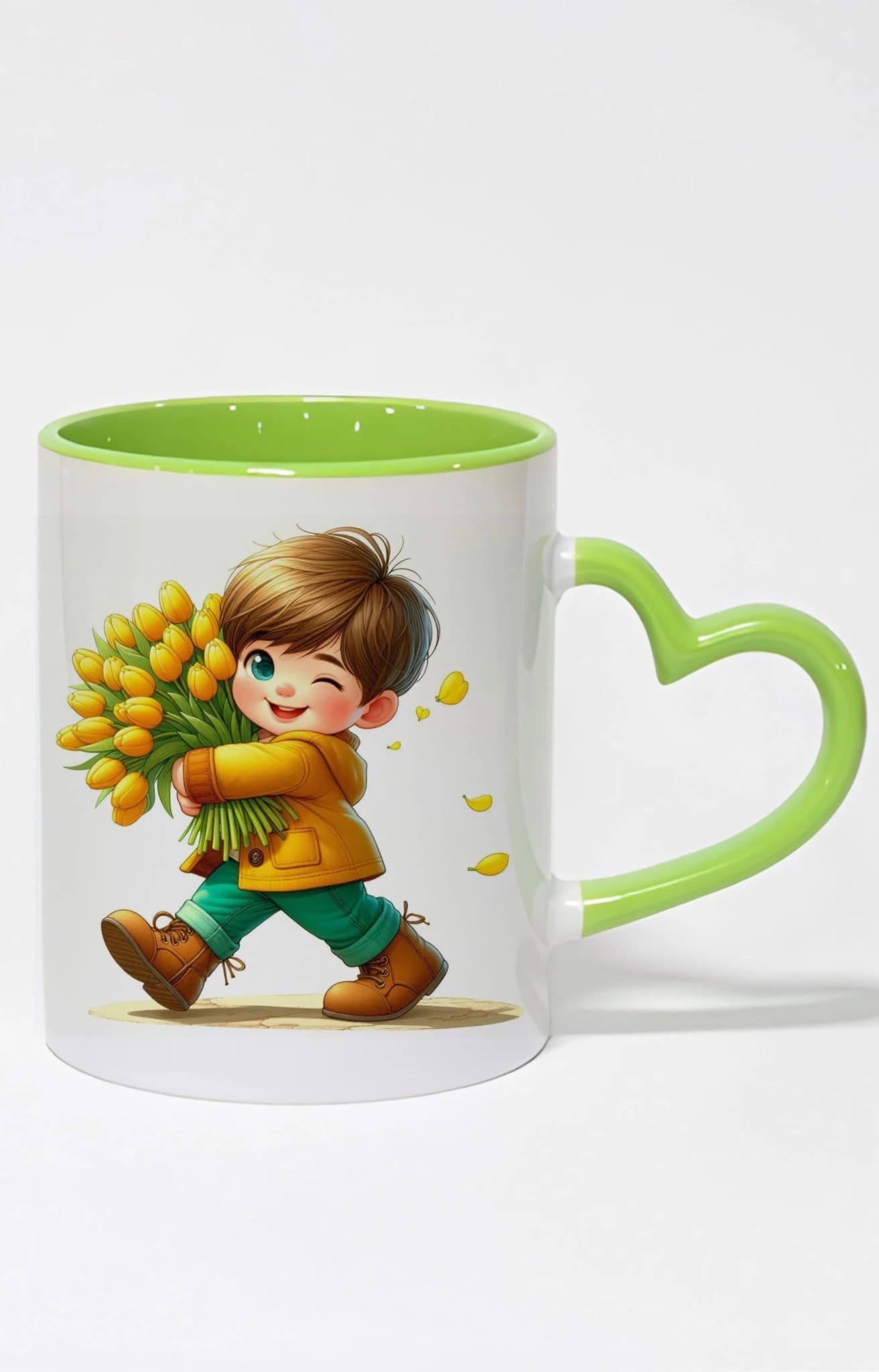 ماگ دسته قلبی رنگی طرح پسر boy کد 10055
