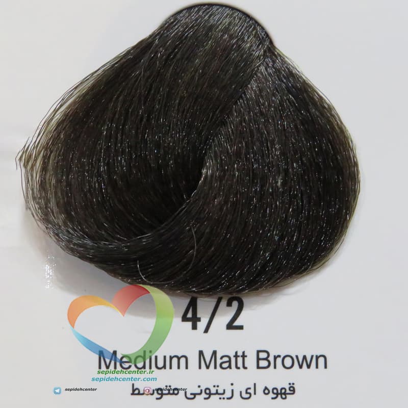 رنگ موی هاترکس قهوه ای زیتونی متوسط 4/2 – Hotrex Keratin Hair Color Medium Matt Brown