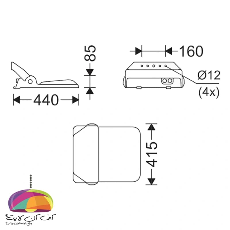 پروژکتور LED مستطیل 150 وات (پخش نور باز ) مدل اپتیلوکس مازی نور — تصویر ۲