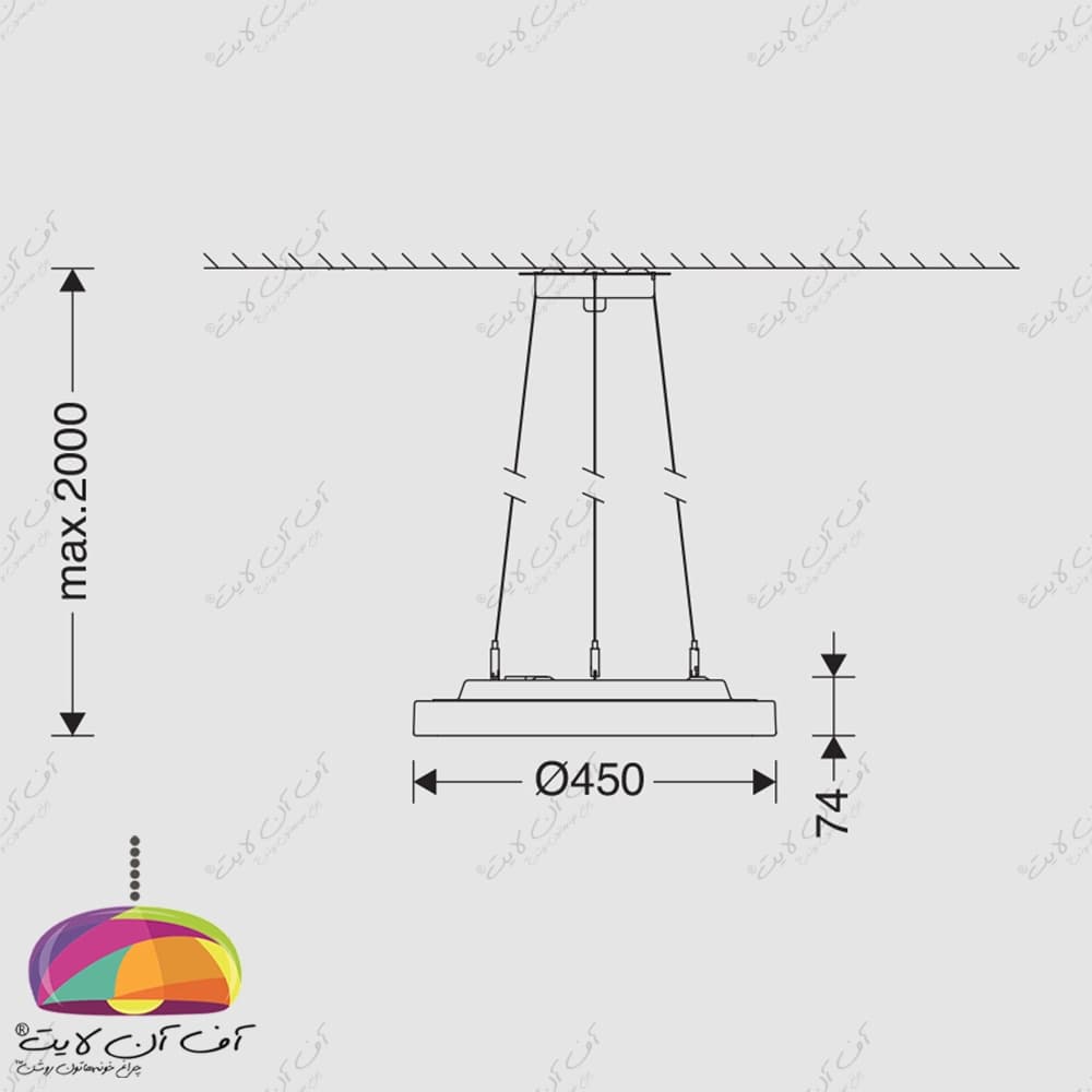 چراغ سقفی LED قطر 45 سانت 28 وات مدل لونا مازی نور — تصویر ۴