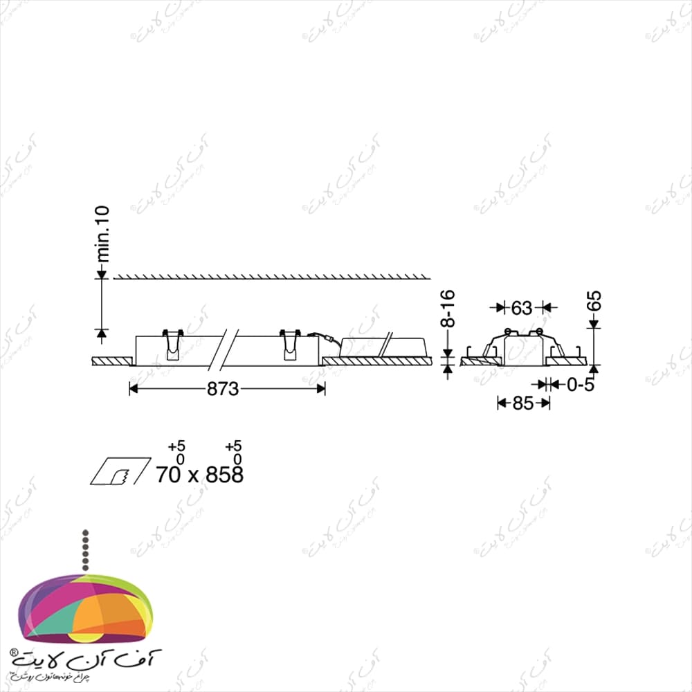 چراغ‌ خطی کم عمق توکار 24 وات اینفینیتی DS مازی نور — تصویر ۲