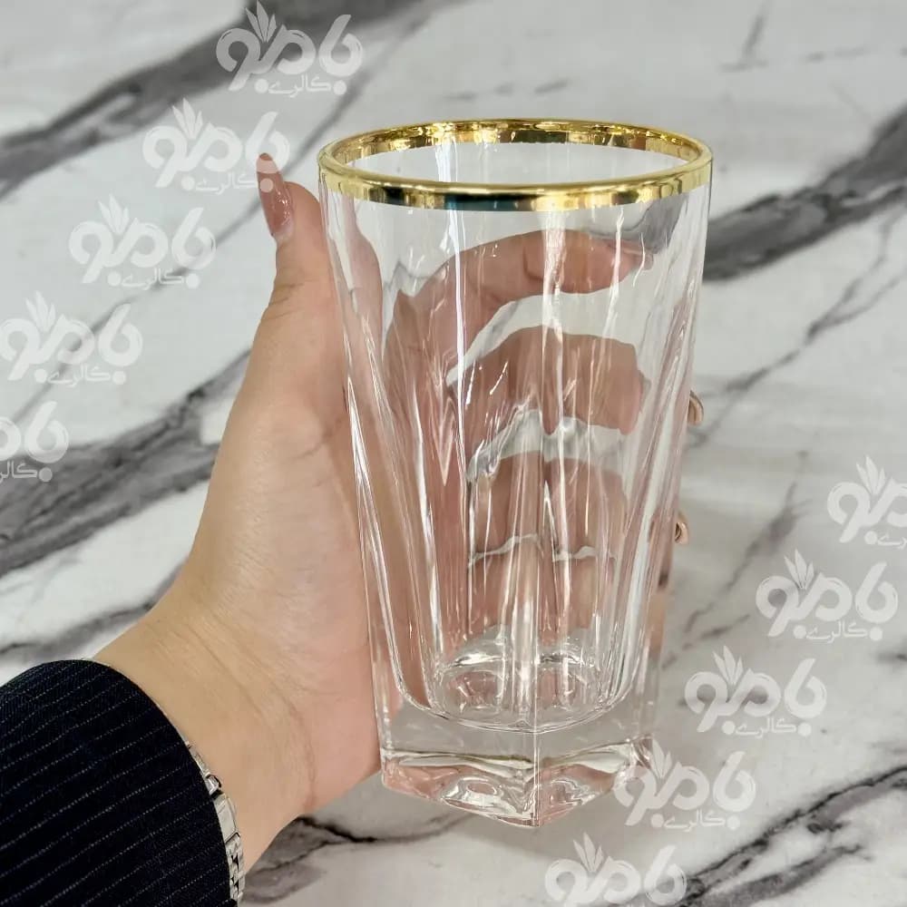 پارچ و لیوان شیشه ای گریس لب طلایی — تصویر ۲
