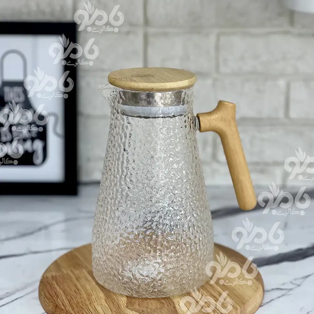 پارچ پیرکس برفی دسته چوبی 600.56