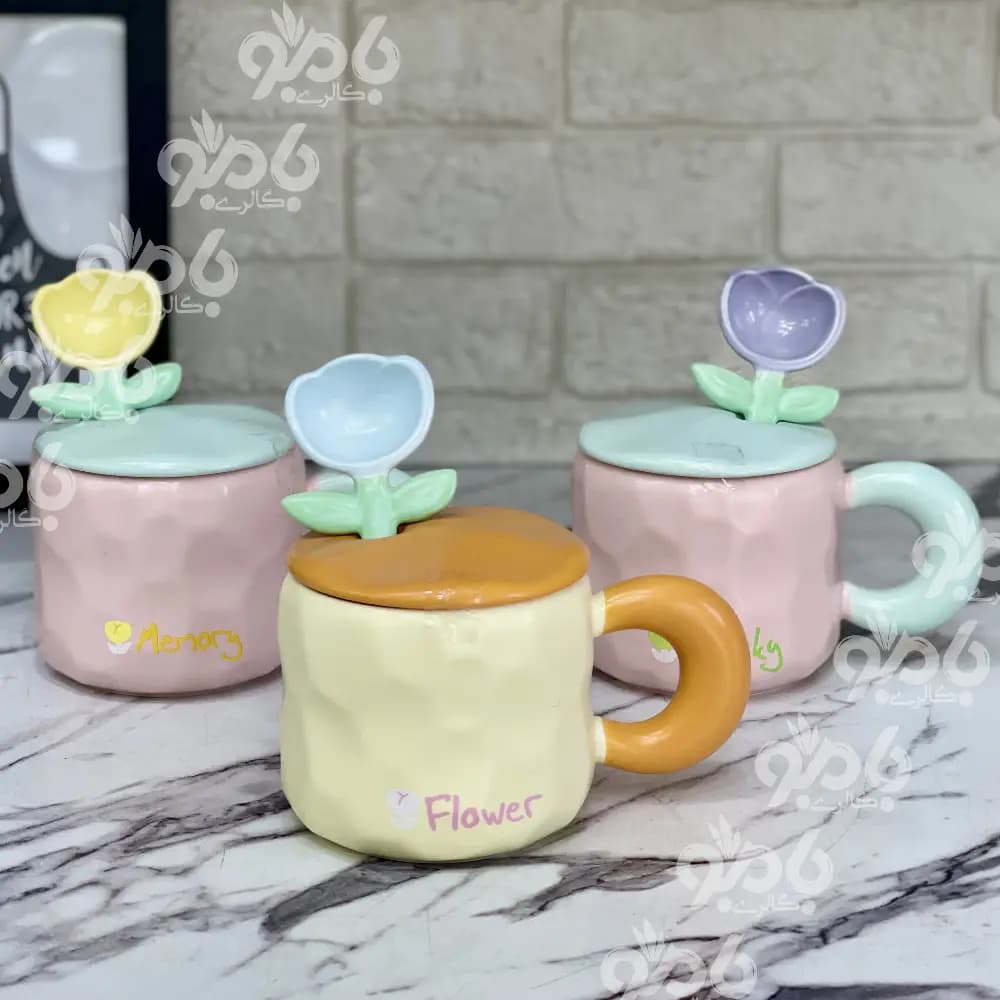 ماگ سرامیکی سنگی قاشق گل سرامیک 502
