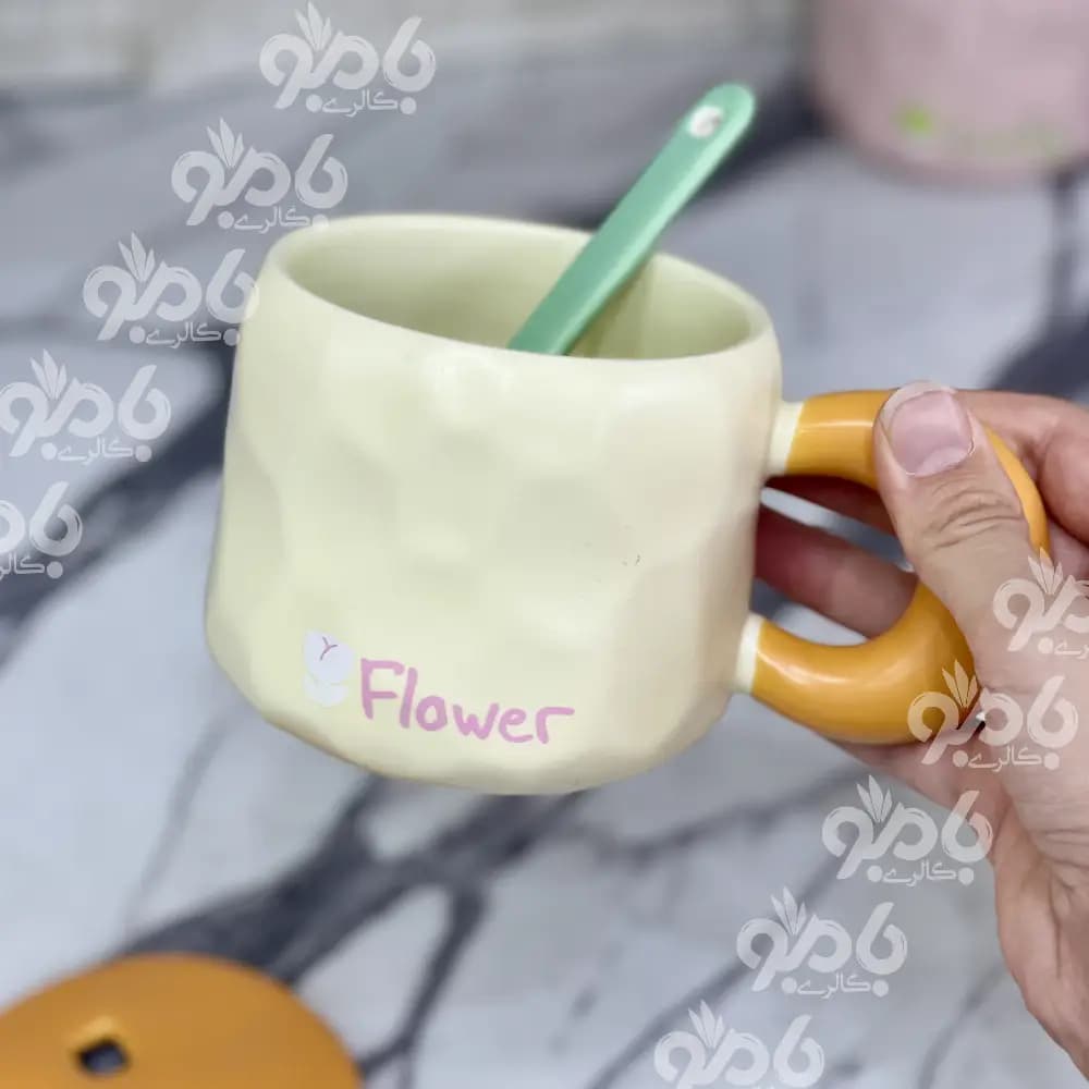 ماگ سرامیکی سنگی قاشق گل سرامیک 502 — تصویر ۳