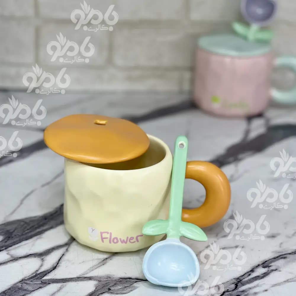 ماگ سرامیکی سنگی قاشق گل سرامیک 502 — تصویر ۴