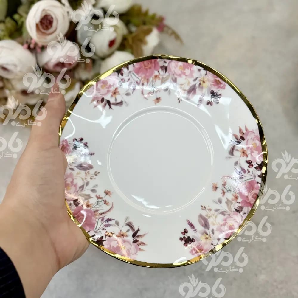 چایخوری جعبه دار لب طلا گلدار 222 — تصویر ۳