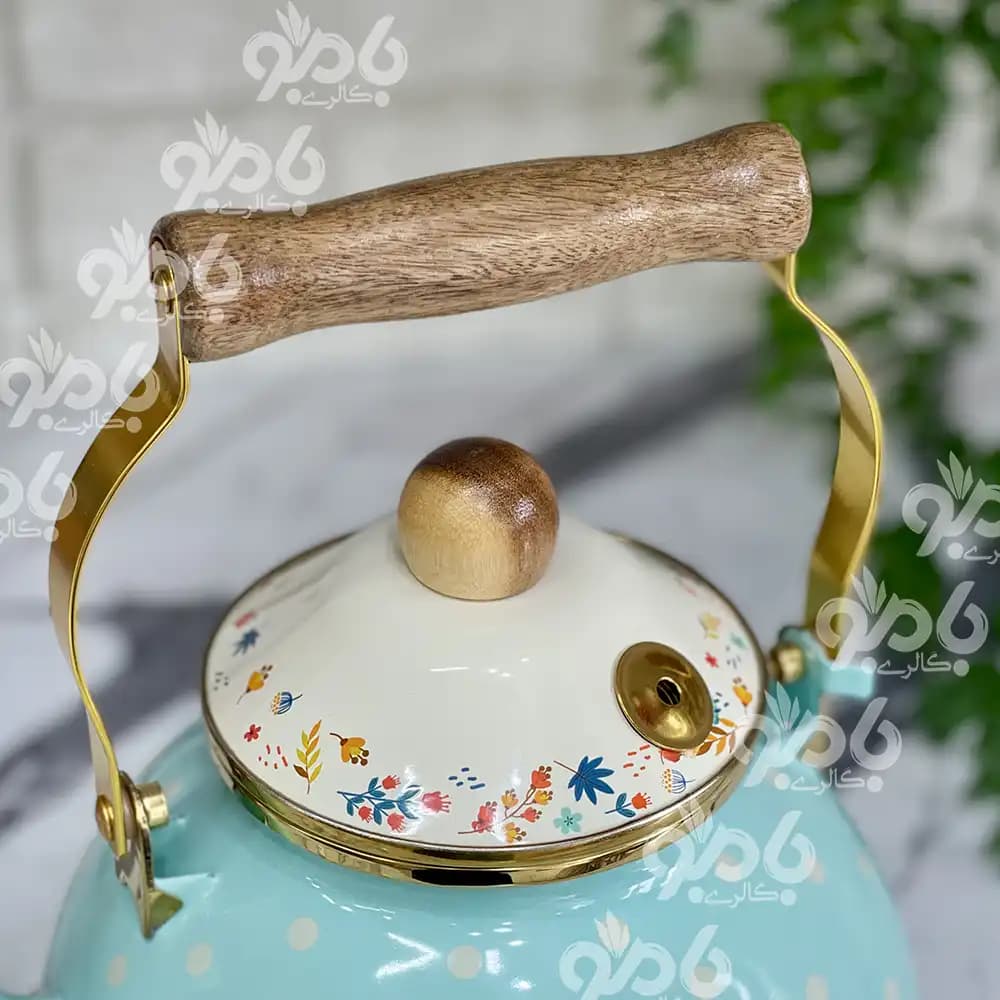 کتری تک لعابی دسته چوب گل وخال 2.5لیتر — تصویر ۲