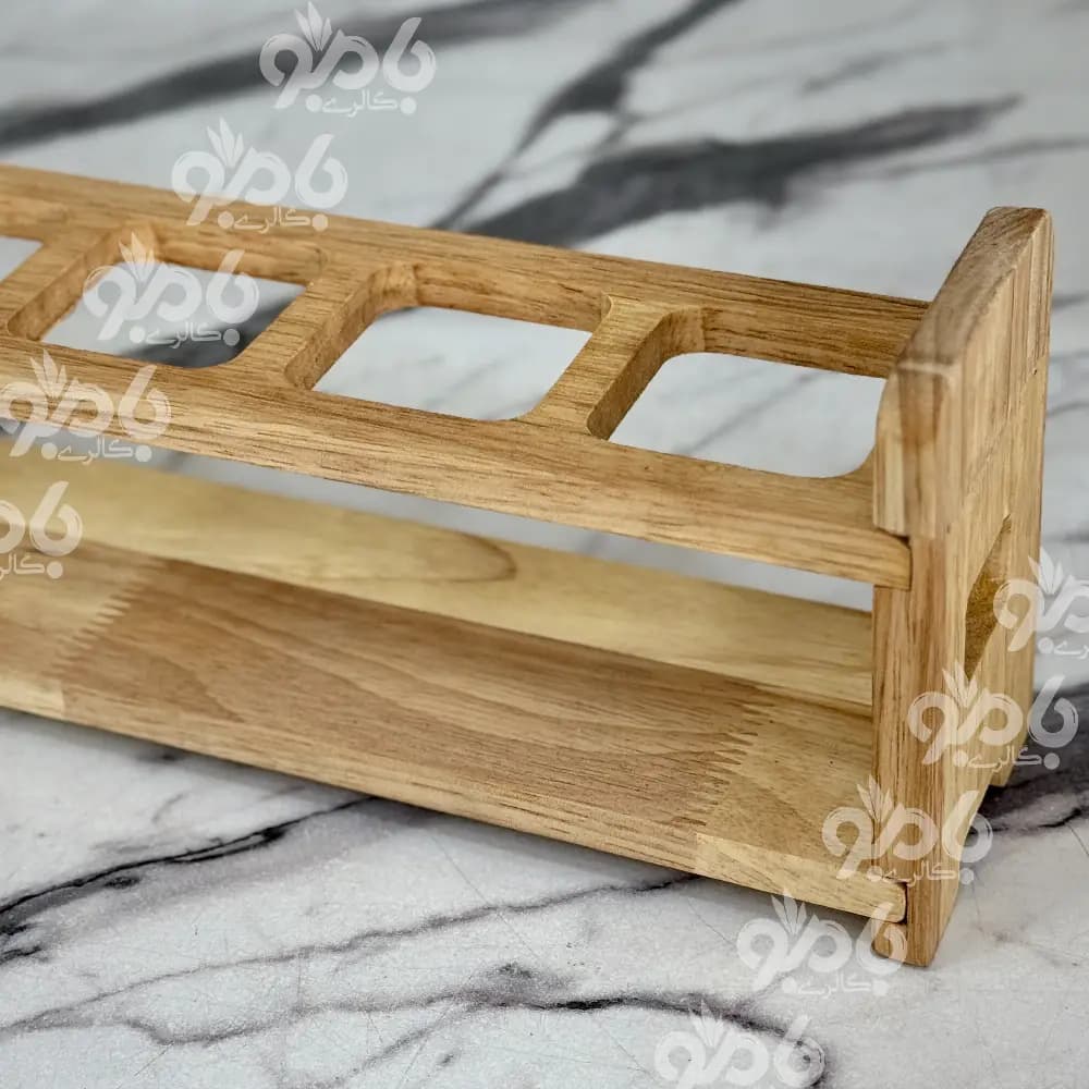 استند چوبی مکارتی باریک دسته دار 6خانه — تصویر ۲