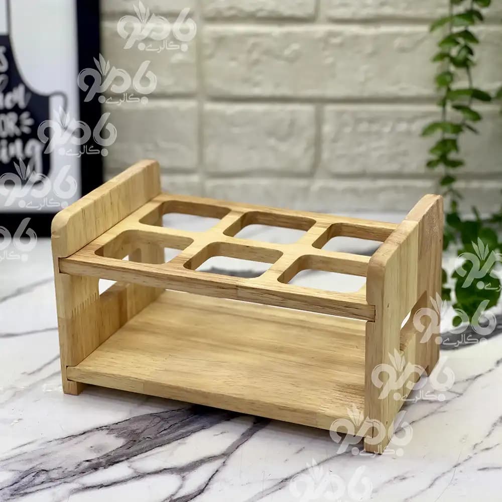 استند چوبی مکارتی 6خانه دسته دار پهن