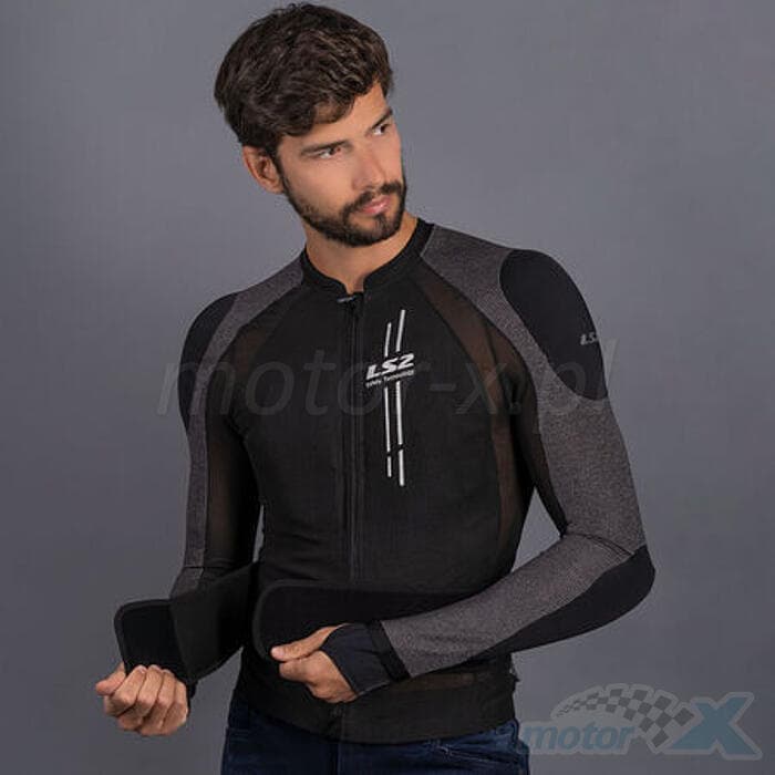 کاپشن موتورسواری LS2-X-ARMOR MAN BLACK SILVER توری ضربه گیر دار — تصویر ۳