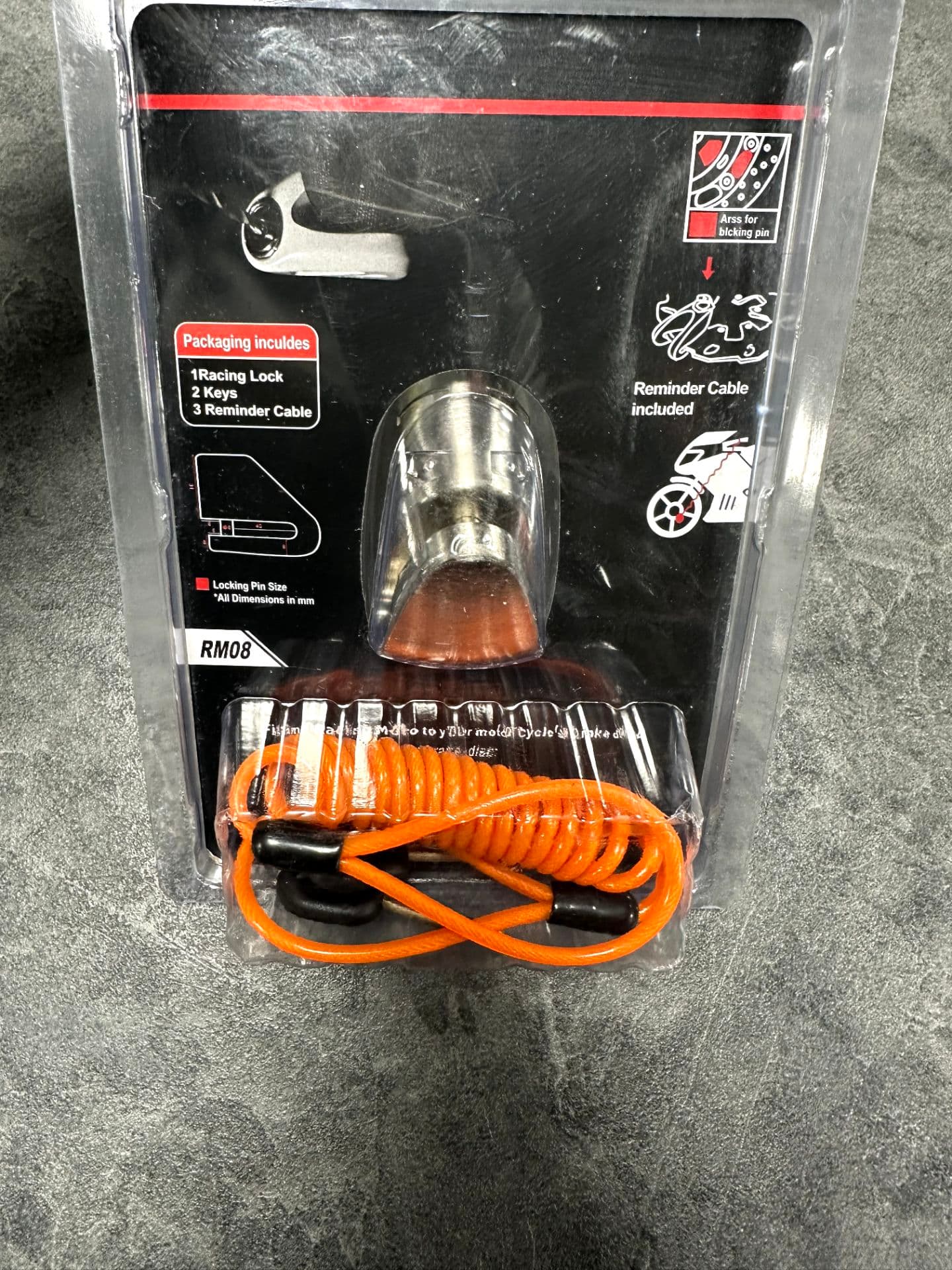 قفل دیسک موتورسیکلت آژیر دار RACING MOTO PLUS — تصویر ۲