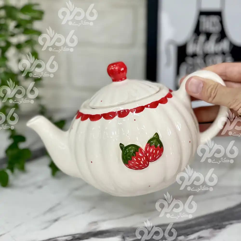 قوری دالبری توت فرنگی برجسته سرامیکی — تصویر ۲