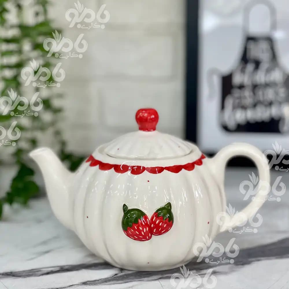 قوری دالبری توت فرنگی برجسته سرامیکی — تصویر ۴