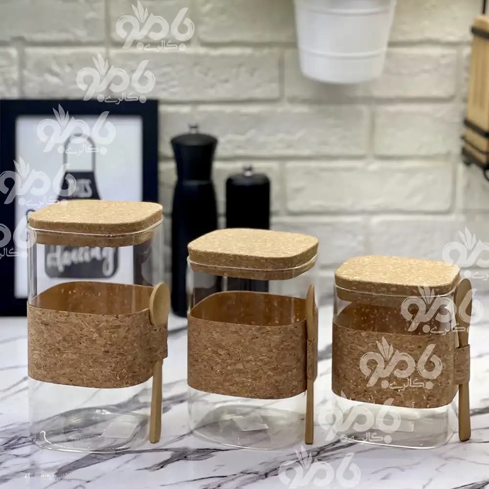 بانکه پیرکس درب چوب پنبه مربع قطر 10