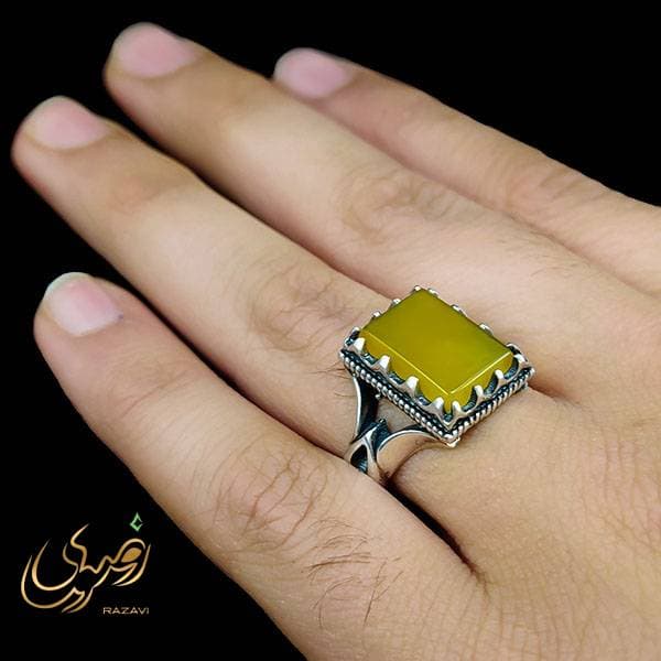 انگشتر مردانه نقره شرف الشمس طرح رهبری کد 315 — تصویر ۳