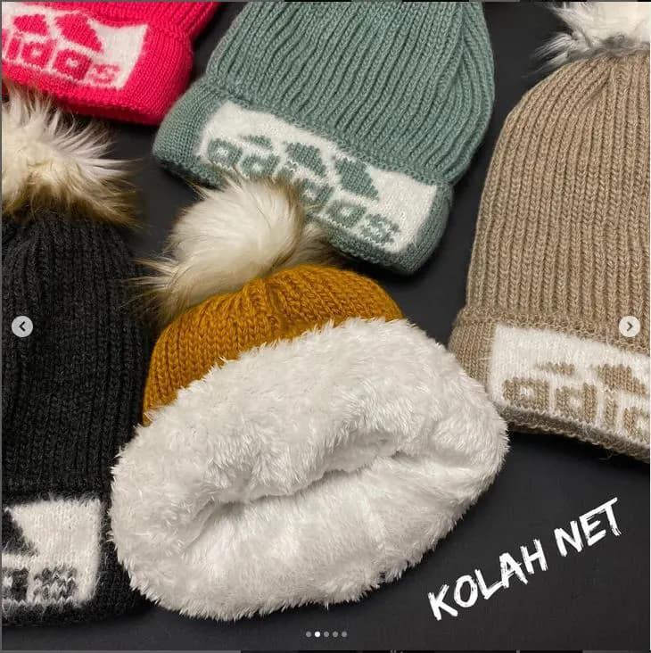 کلاه بافت پوم دار داخل خز آدیداس کد4245 — تصویر ۲