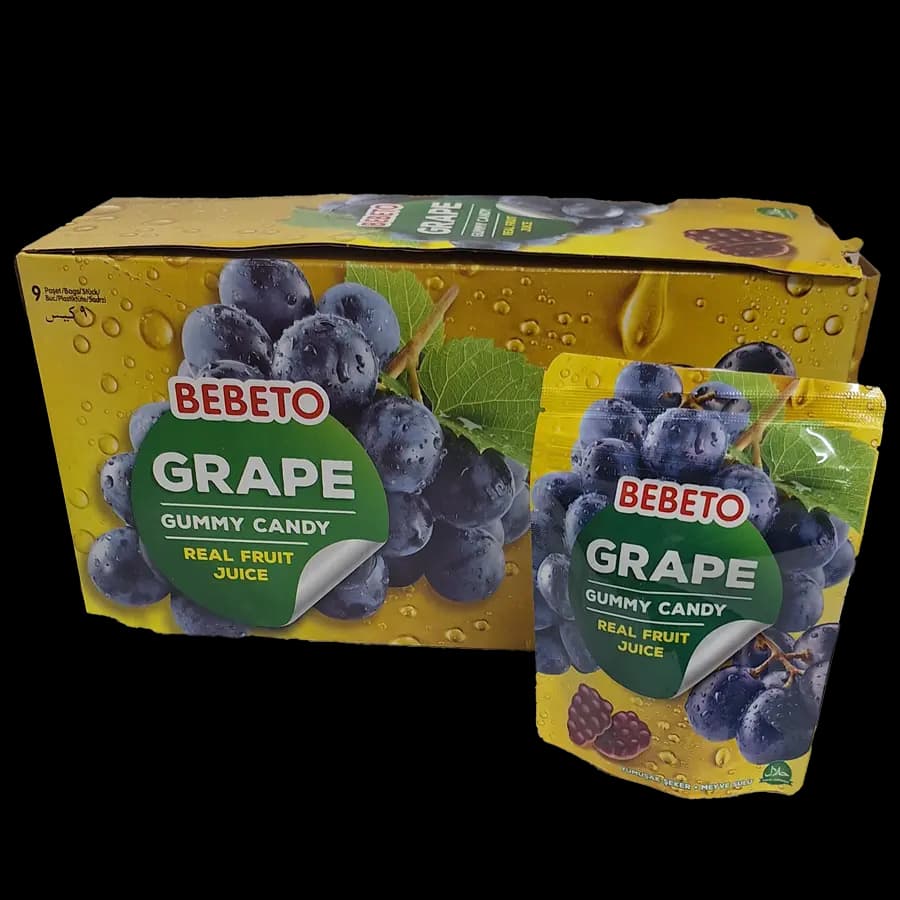 پاستیل ساندیسی ببتو با طعم انگور (GRAPE) 60 گرمی بسته 9 عددی