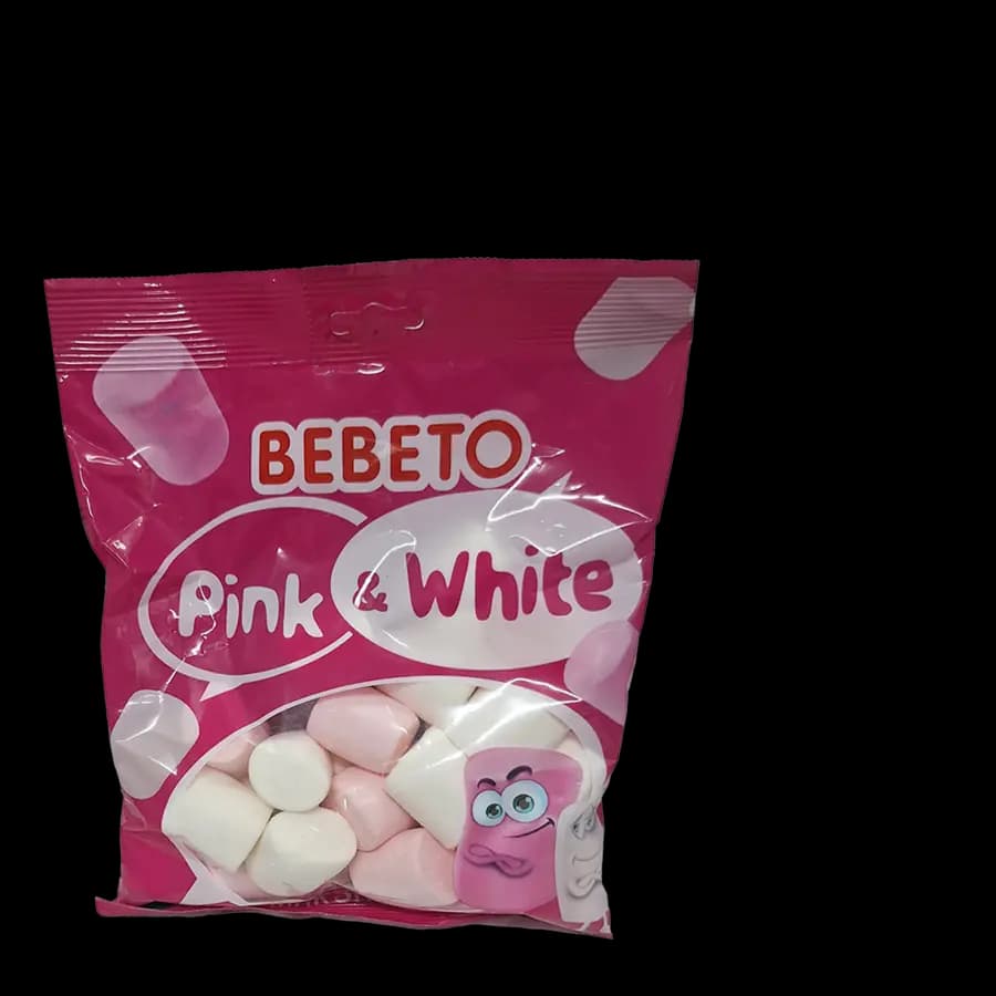 مارشمالو ببتو مدل سفید و صورتی (pink & white) 135 گرمی – عمده کارتن 24 عددی — تصویر ۲