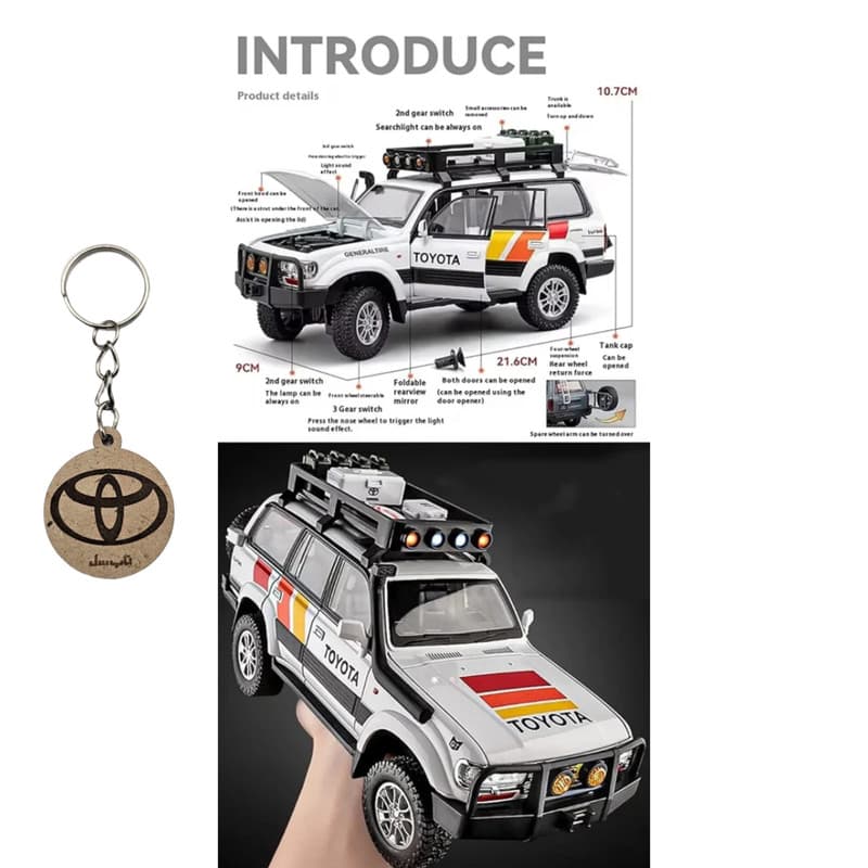 ماکت ماشین ناب سل مدل تویوتا لندکروزر آفرود Toyota Land Cruiser LC80 کد W100 به همراه جاسوییچی — تصویر ۸