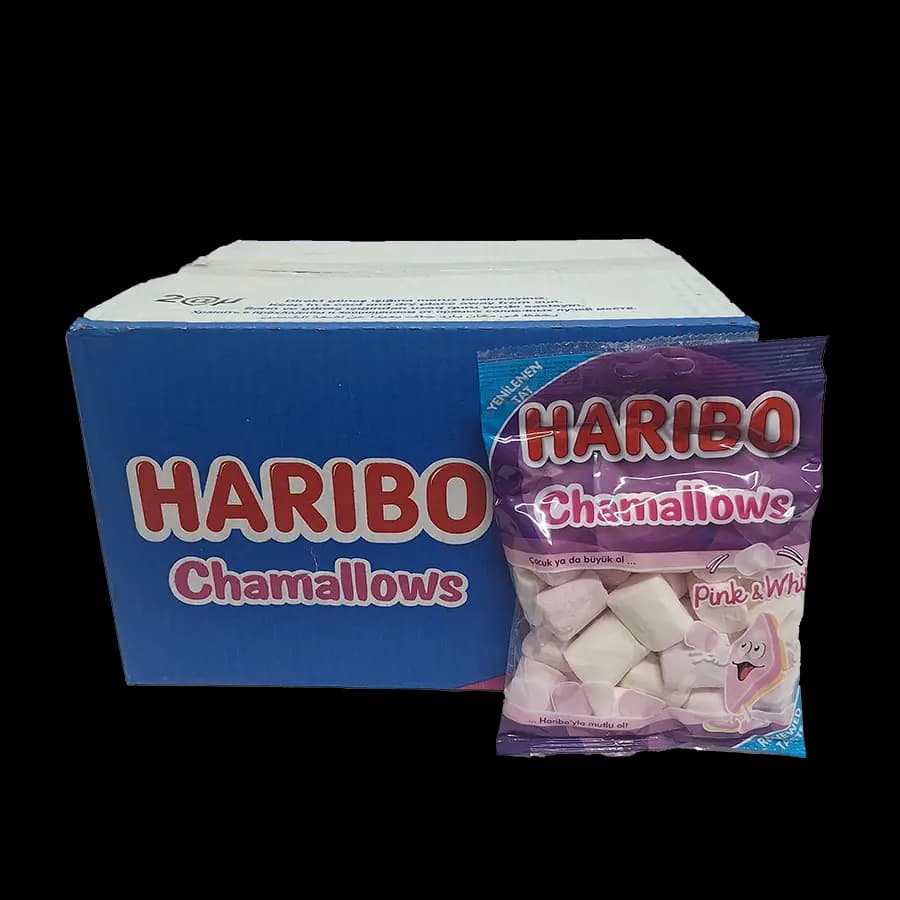 مارشمالو هاریبو 70 گرمی سفید و صورتی (Pink & White) – عمده کارتن 24 عددی