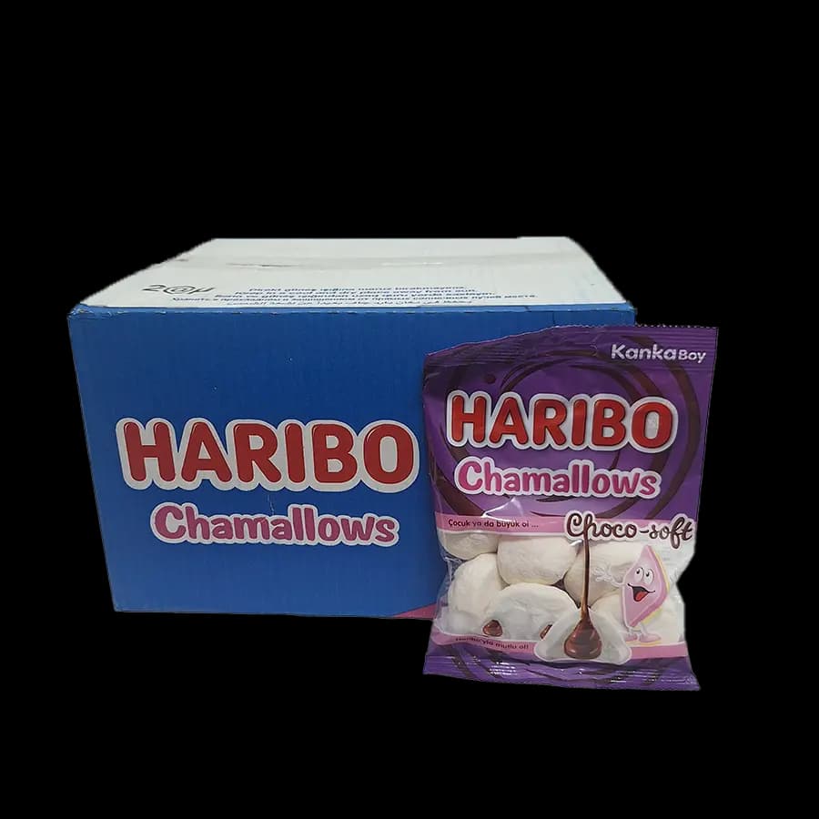 مارشمالو هاریبو 62 گرمی با مغز شکلاتی(Chamallows Chocolate)-بسته 24 عددی