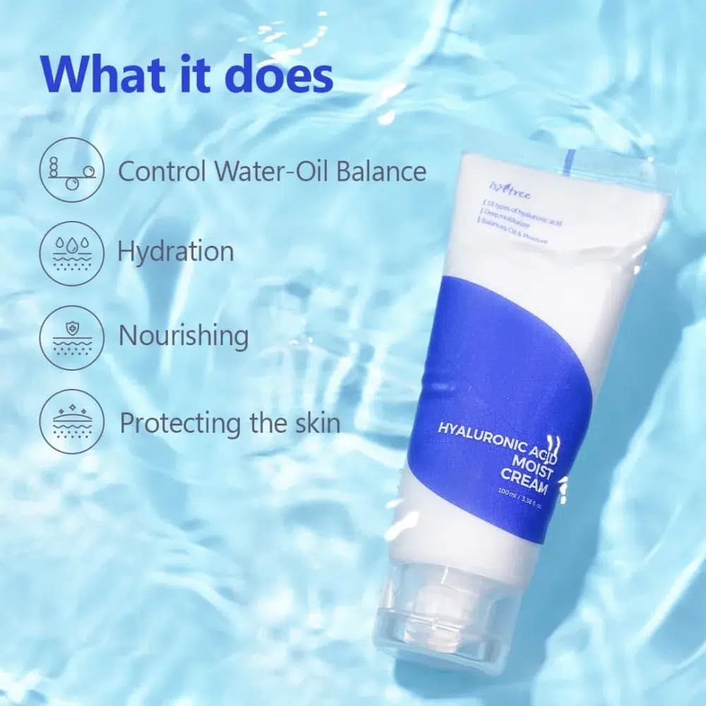 کرم مرطوب کننده و آبرسان هیالورونیک اسید ایزنتری | Isntree Hyaluronic Acid Moist Cream (حجم ۱۰۰ میلی‌لیتر ) اورجینال — تصویر ۳