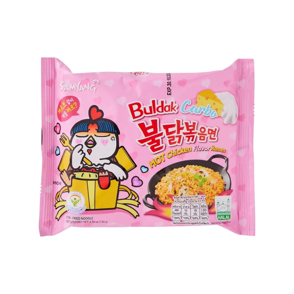 نودل سامیانگ مدل کاربونارا با طعم پنیر و خامه 130 گرم – Samyang Hot Chicken Buldak Carbonara