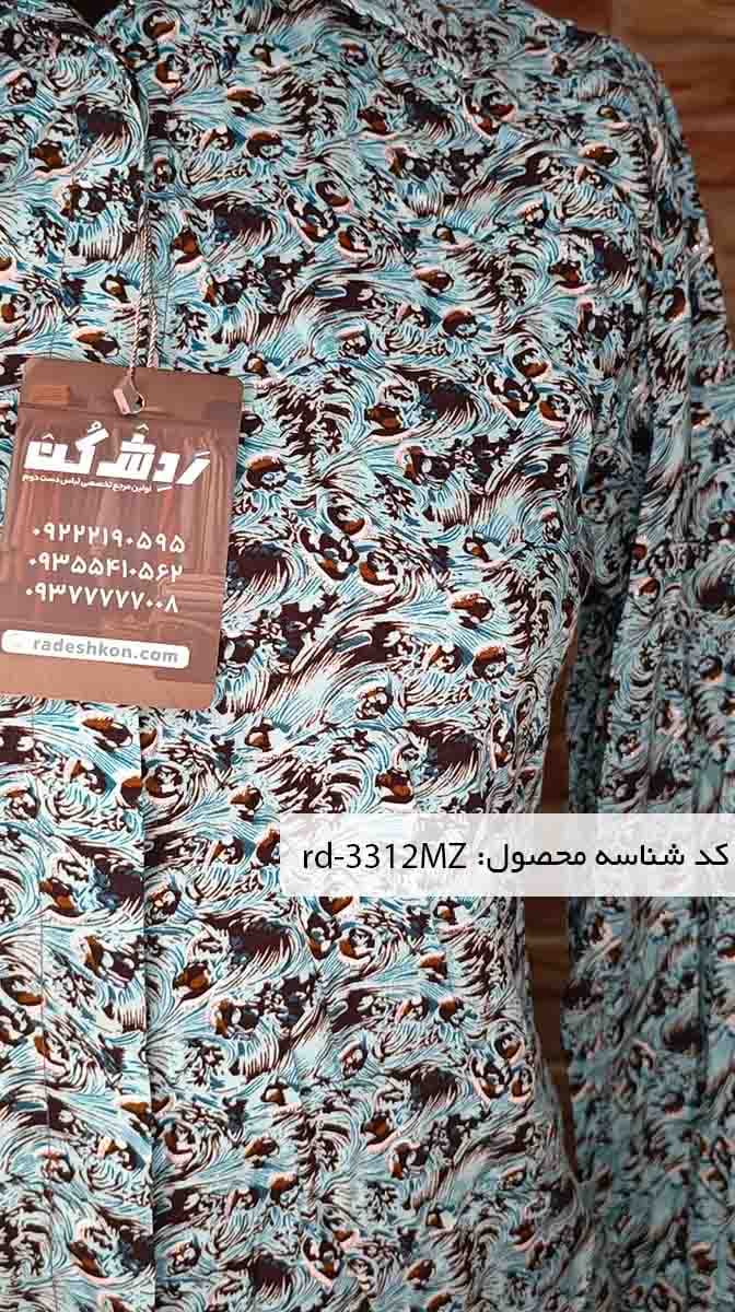 شومیز آبی روشن طرح دار زنانه دست دوم — تصویر ۲