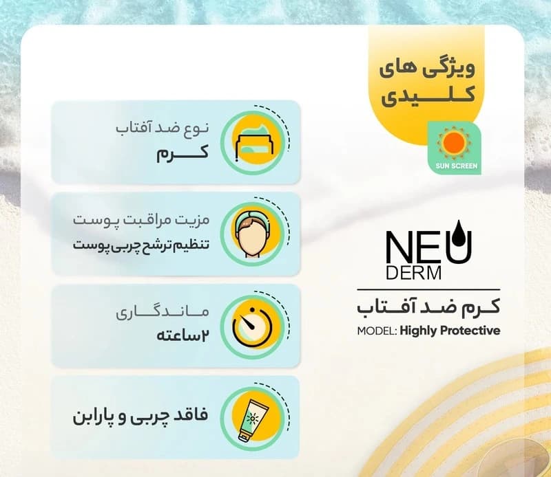 کرم ضد آفتاب بدون رنگ نئودرم SPF 50 مدل MAX PROTECTIVE ‌مناسب پوست‌های چرب و مختلط حجم 50 میلی‌لیتر — تصویر ۶
