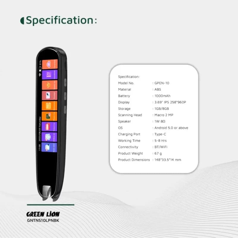 قلم مترجم صوتی همراه گرین لاین Green Lion Translation Pen — تصویر ۷