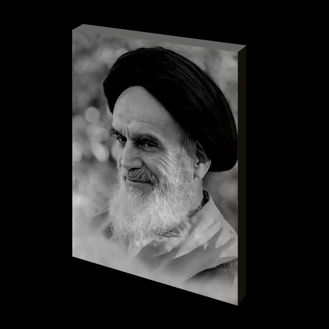 تابلو شاسی سیاه و سفید امام خمینی (ره) مدل 2s11