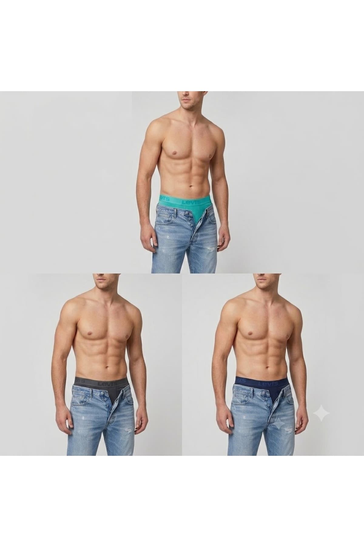 باکسر لیوایز مردانه پنبه ای رنگارنگ زیر شلواری طرح دار باکسر Jogger Lastik Bel اسپرت | Levi’s 83453462 PK
