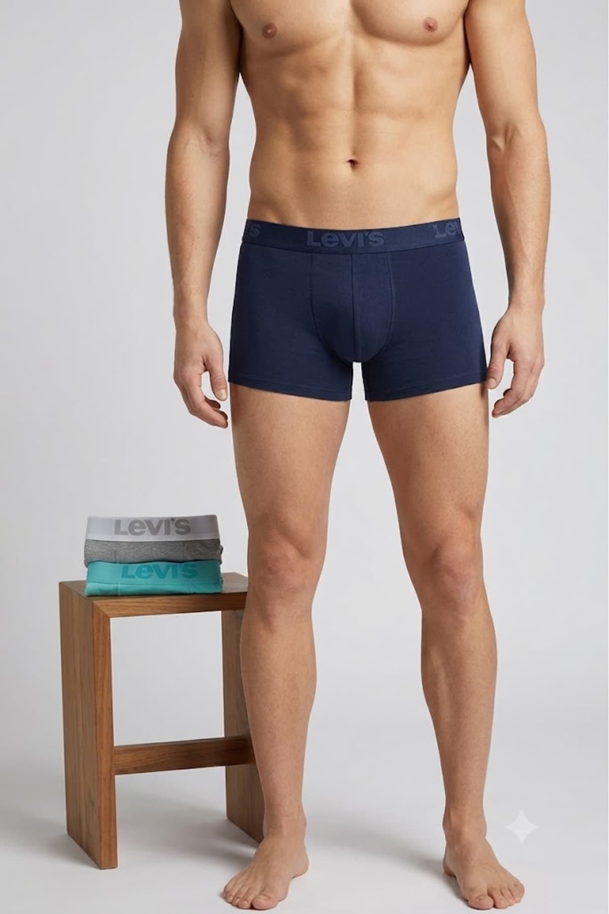 باکسر لیوایز مردانه پنبه ای رنگارنگ زیر شلواری طرح دار باکسر Jogger Lastik Bel اسپرت | Levi’s 83453462 PK — تصویر ۳