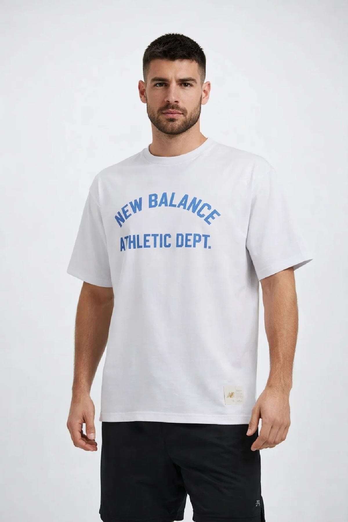 تی شرت ورزشی نیو بالانس مردانه پنبه ای سفید کژوال / روزمره راسته Regular/رگولار بیسیک اسپرت | New Balance MT51500 VN