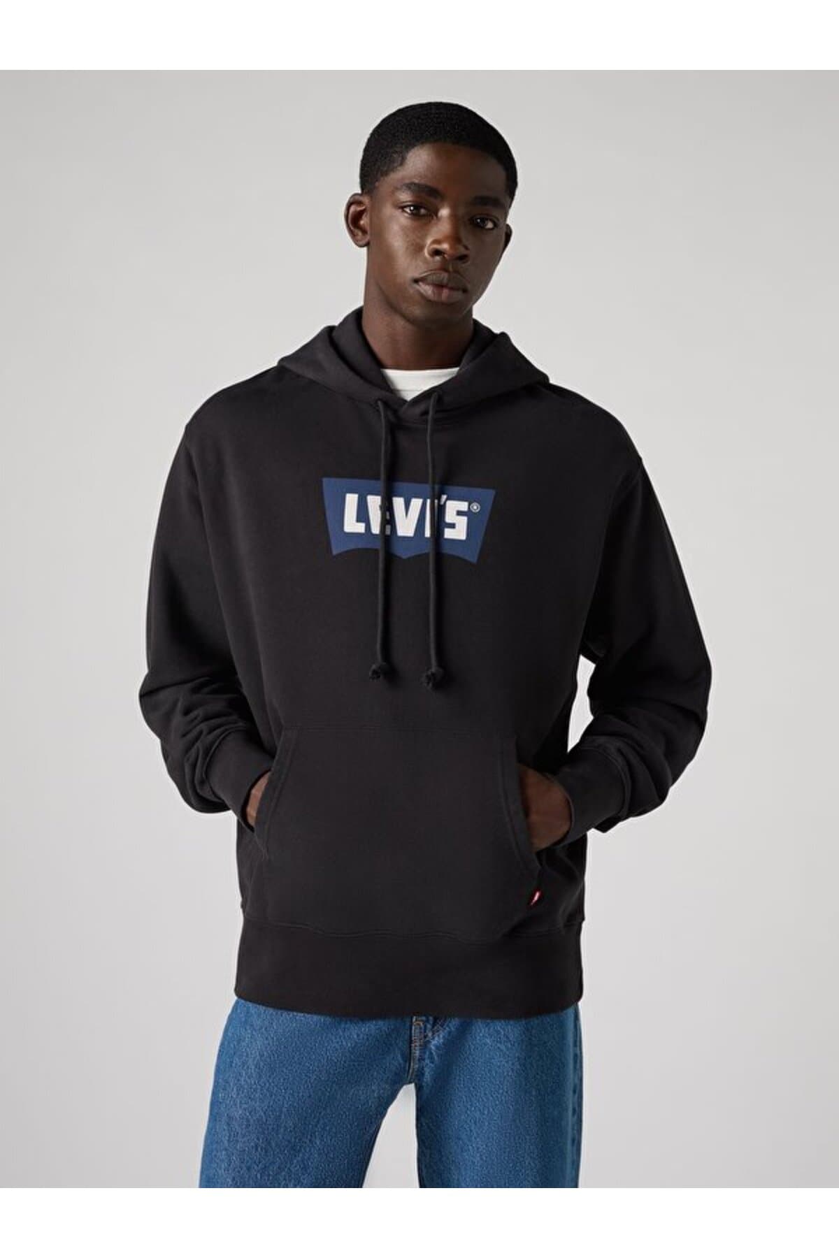 سویشرت لیوایز مردانه پاموک مشکی اسلوگان Regular/رگولار پف دار اسپرت | Levi’s A738600190 — تصویر ۲