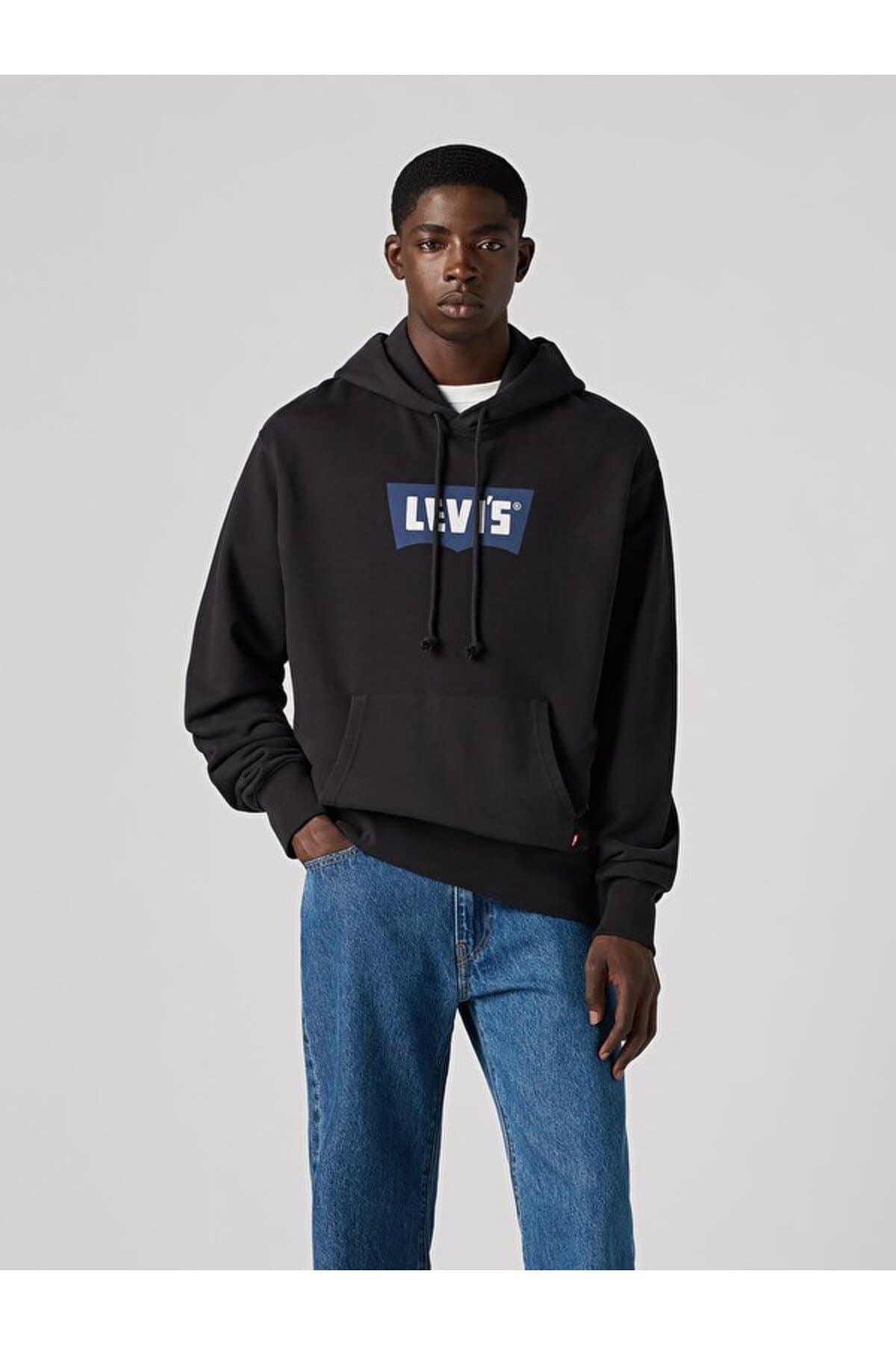 سویشرت لیوایز مردانه پاموک مشکی اسلوگان Regular/رگولار پف دار اسپرت | Levi’s A738600190