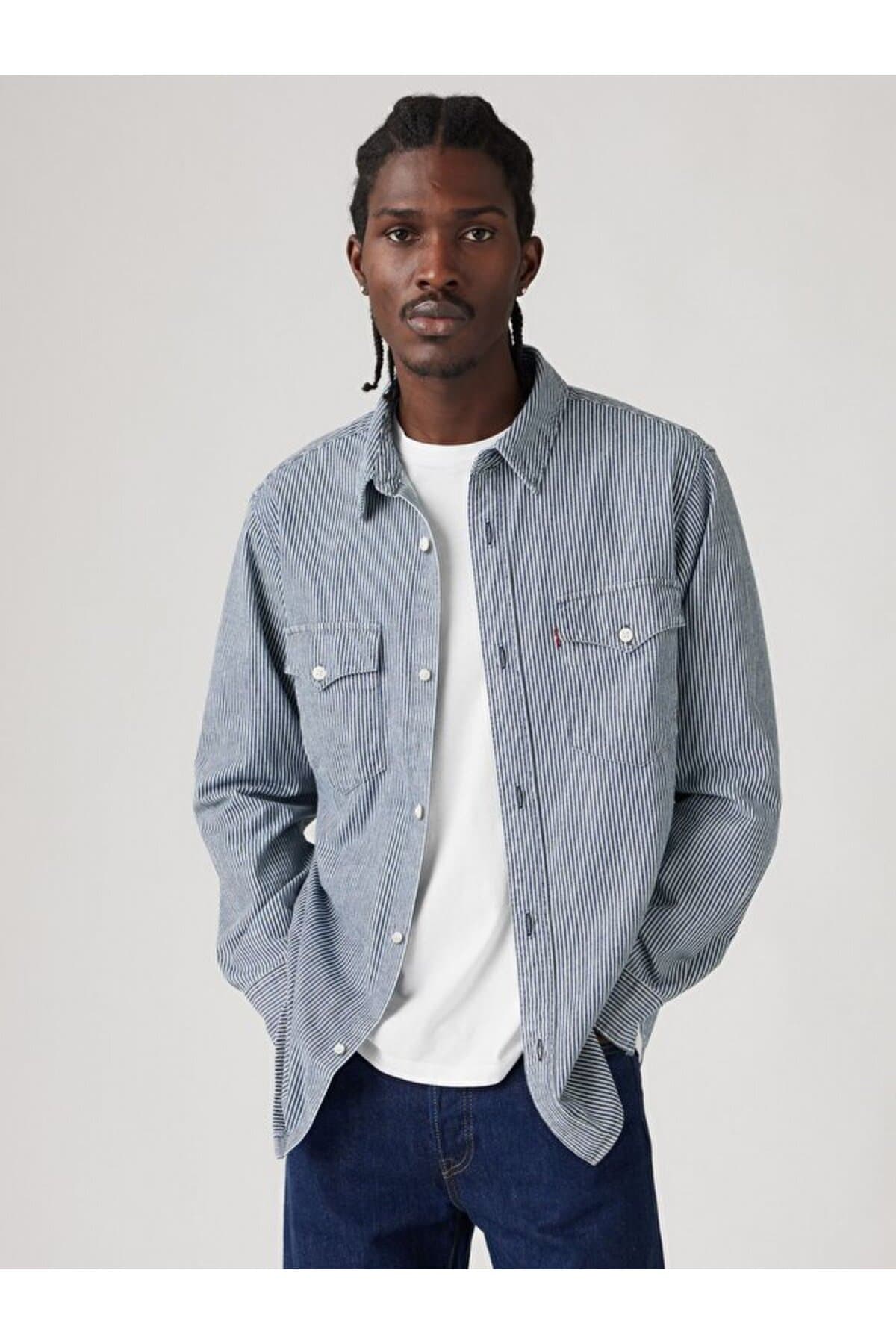 پیراهن لیوایز مردانه پاموک آبی راسته Regular/رگولار Daily/روزانه | Levi’s A191900300 IN — تصویر ۲