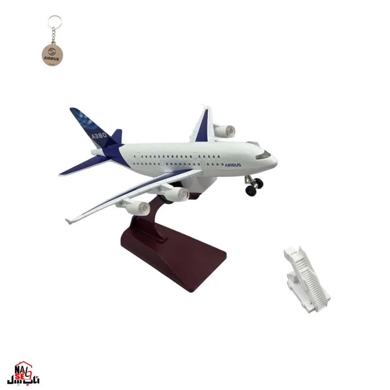 ماکت هواپیما ناب سل مدل فلزی موزیکال چراغدار ایرباسA380 استند دار — تصویر ۳