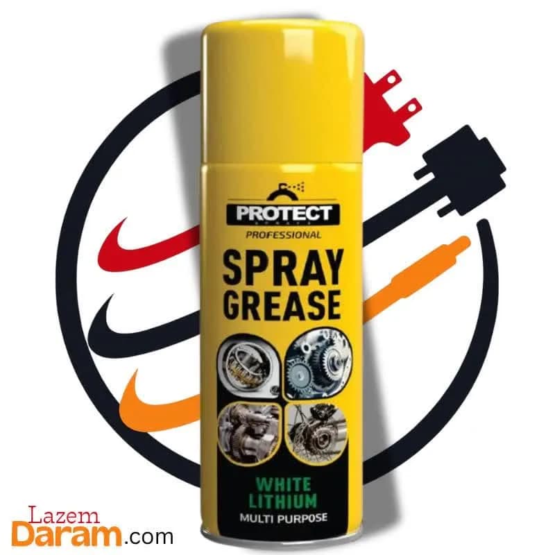 اسپری گریس سفید لیتیم پروتکت (Protect) مدل Professional | حجم ۴۵۰ میلی‌لیتر