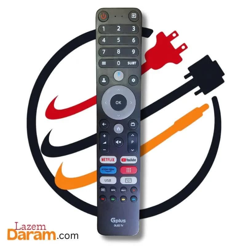 ریموت کنترل تلویزیون هوشمند جی‌پلاس OLED با کلید صوتی و میان‌بر Netflix