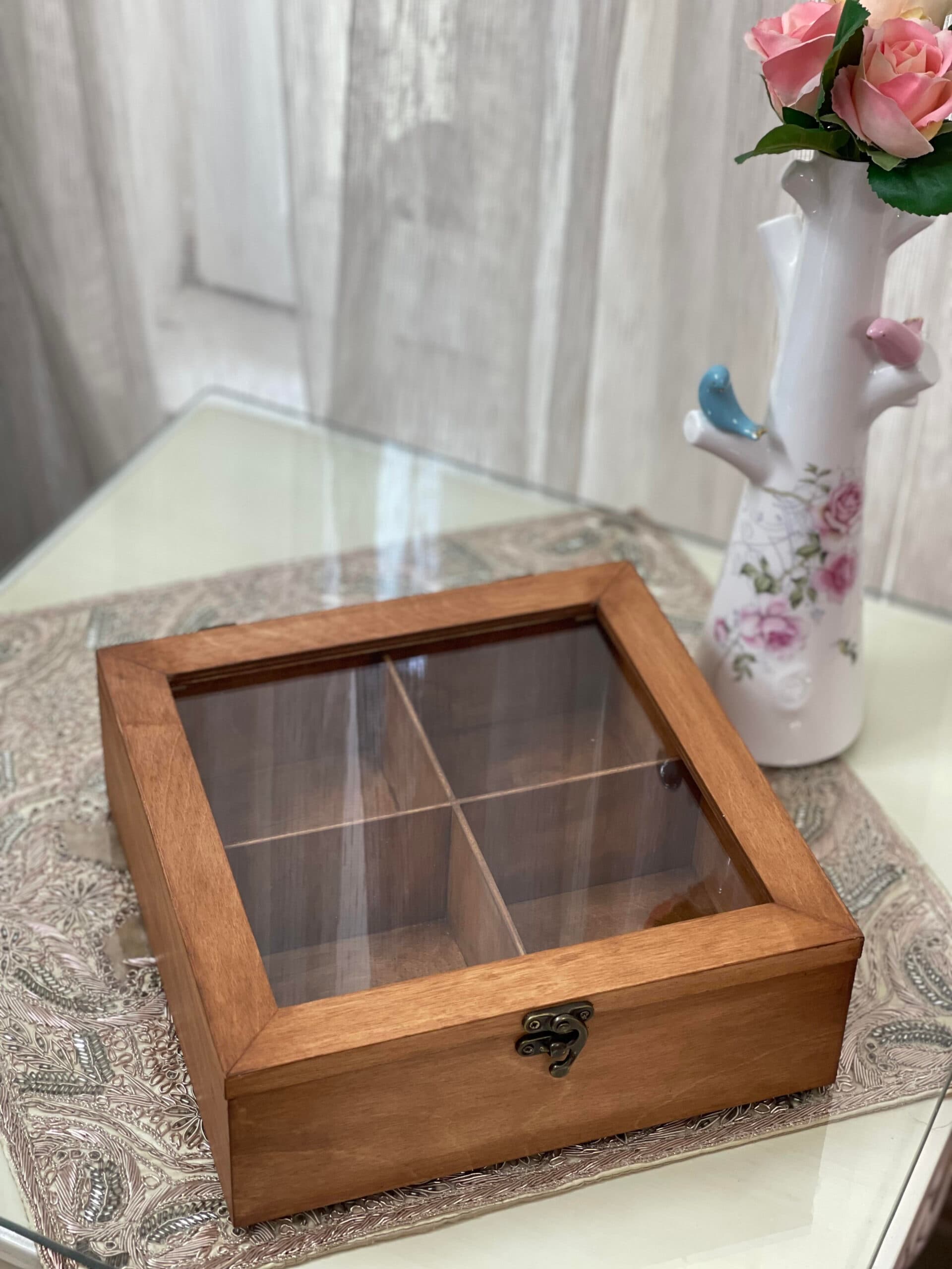 جعبه تی بگ(تی باکس) 4 خانه چوب روسی پلای وود سفارشی بسیار باکیفیت — تصویر ۲
