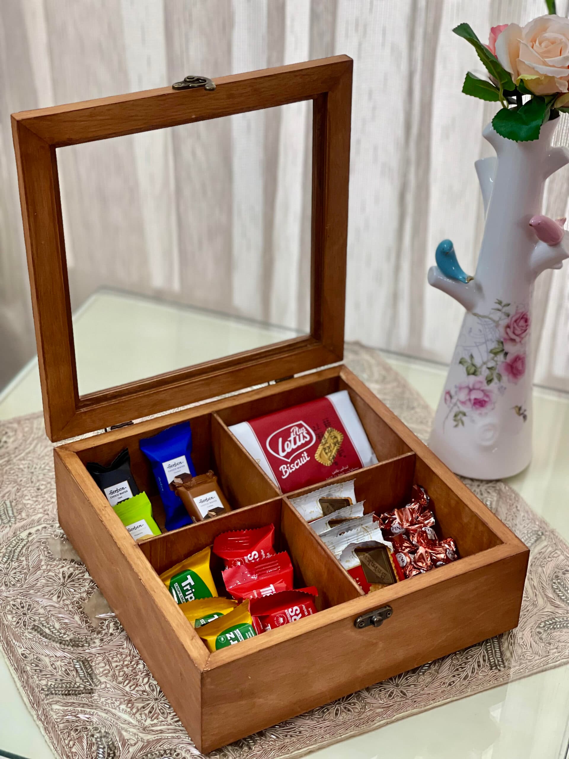 جعبه تی بگ(تی باکس) 4 خانه چوب روسی پلای وود سفارشی بسیار باکیفیت — تصویر ۴