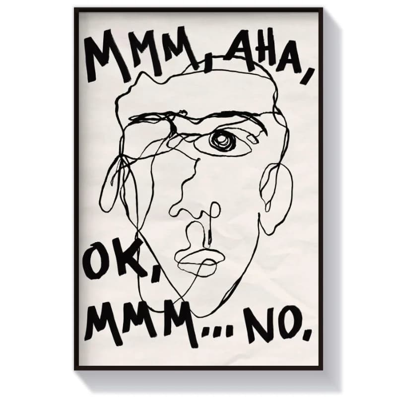 تابلو دکوراتیو لاین آرت آبستره مدل پرتره Ok No