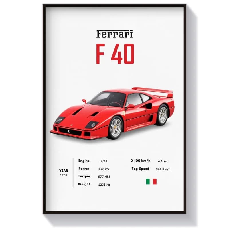 تابلو دکوراتیو ماشین طرح فراری F40