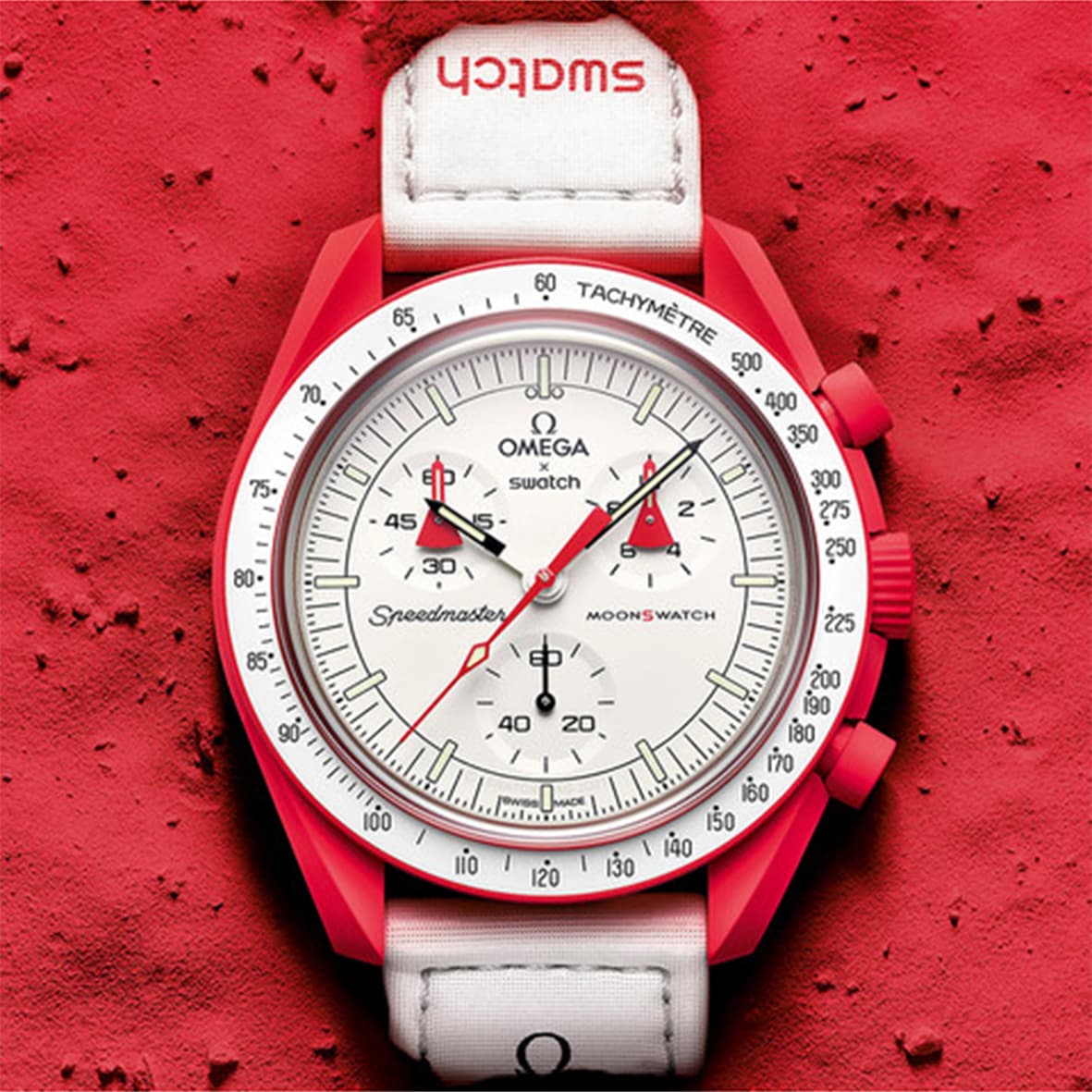 ساعت مچی زنانه/مردانه امگاسواچ OmegaSwatch مدل MISSION TO MARS SO33R100 — تصویر ۴