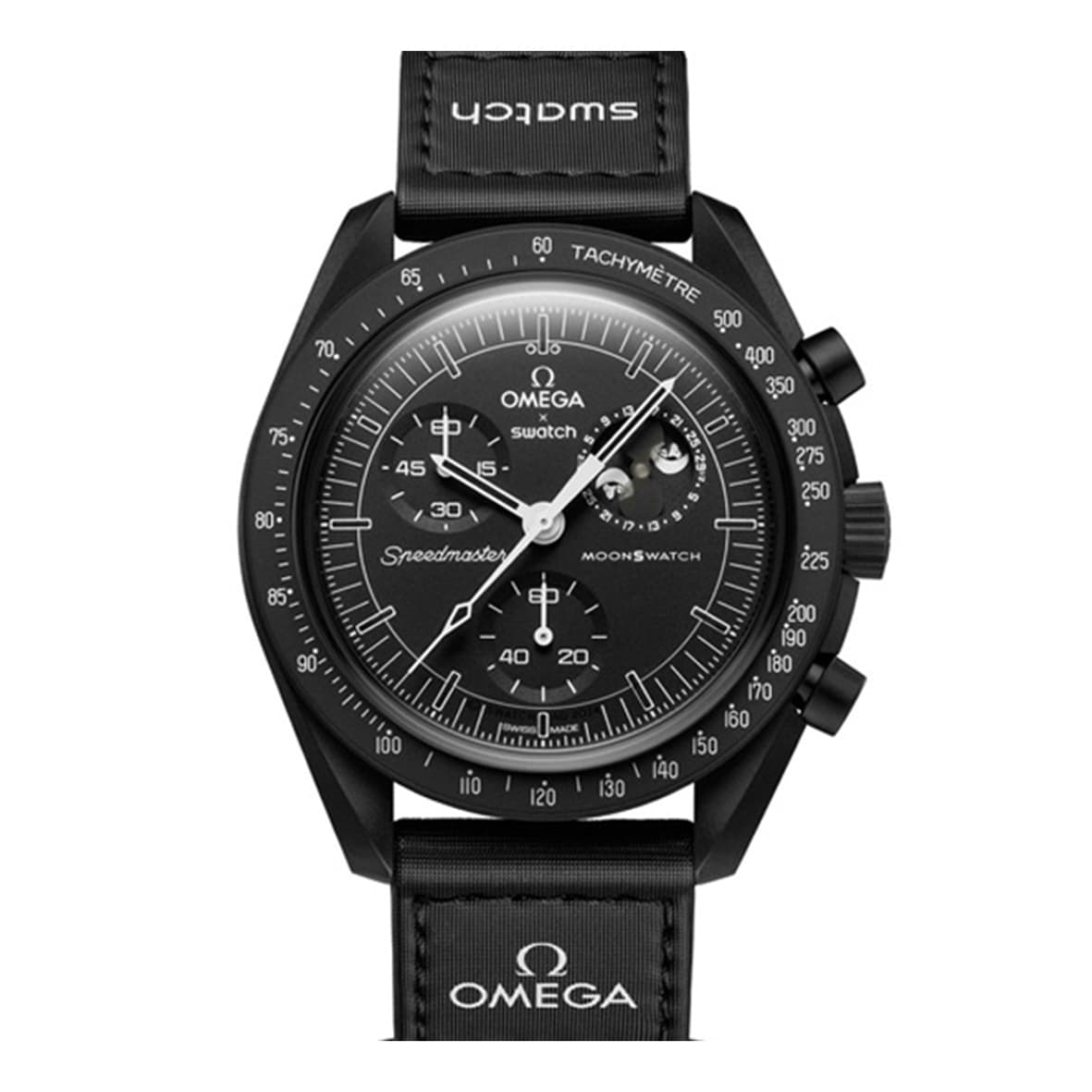ساعت مچی زنانه/مردانه امگاسواچ OmegaSwatch مدل MISSION TO THE MOONPHASE – SNOOPY BLACK SO33B700