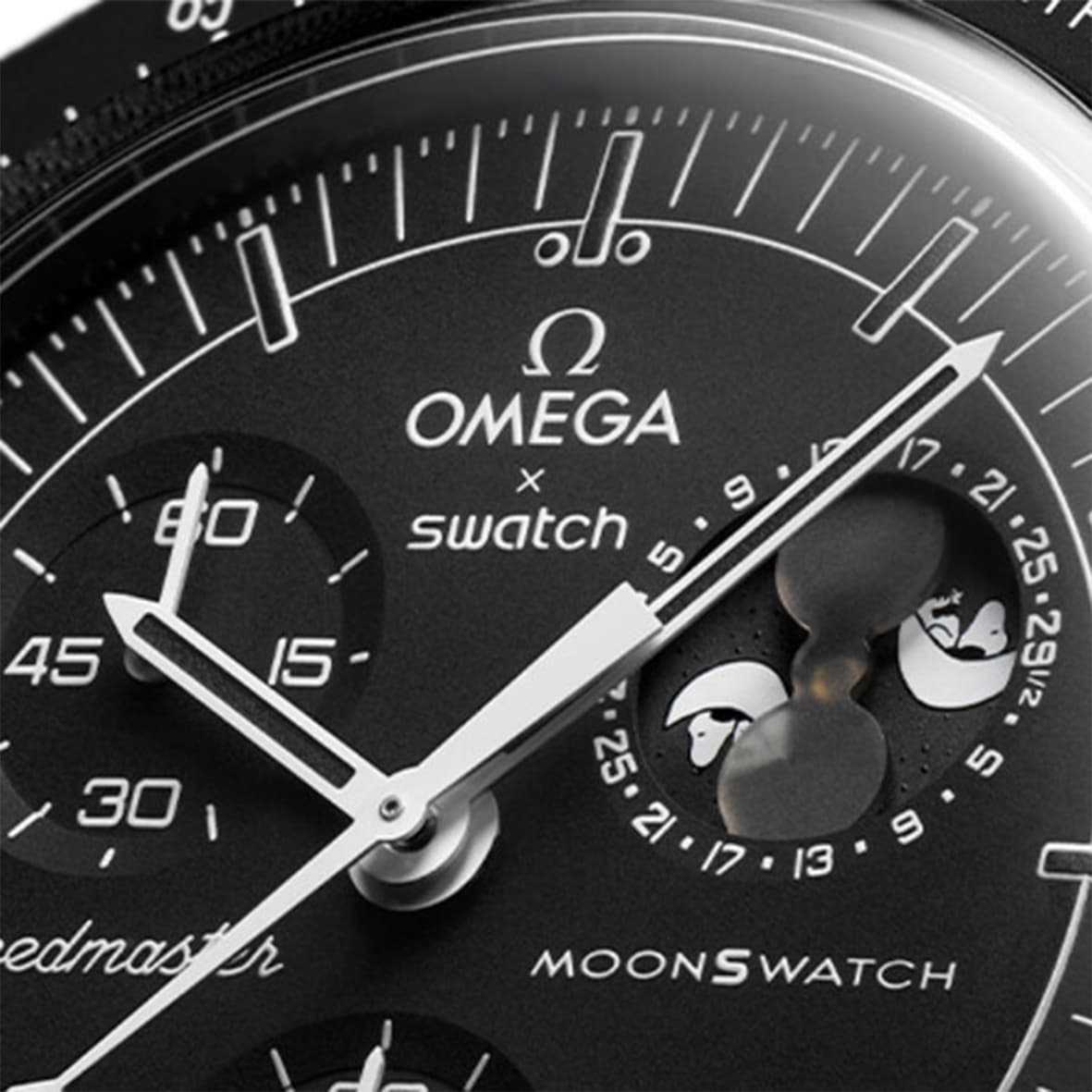 ساعت مچی زنانه/مردانه امگاسواچ OmegaSwatch مدل MISSION TO THE MOONPHASE – SNOOPY BLACK SO33B700 — تصویر ۲